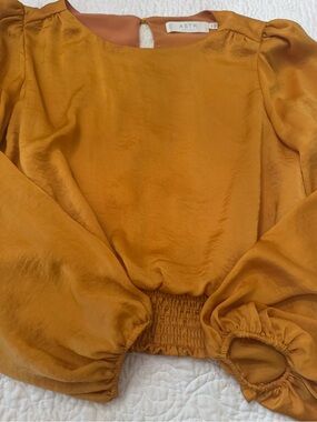 ASTR The Label Mustard Yellow Satin Blouse